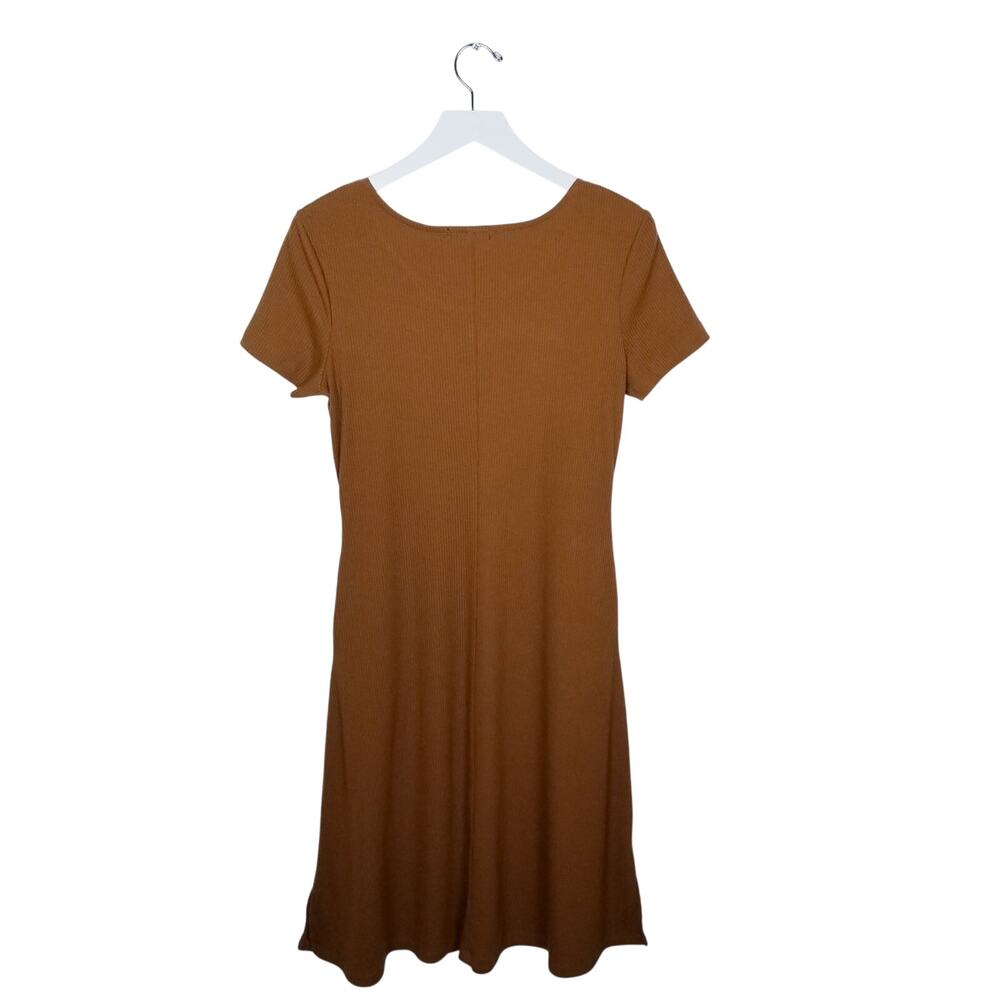 MIKAROSE Ribbed Knit Scoop Neck Sheath Dress Mocha - Size Small - Picture 3 of 7